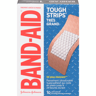 Band-Aid Pansements très grands Tough-Strips 10 ea, 0,85 $/1ch
