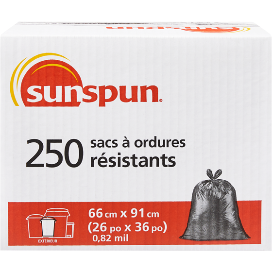Sunspun Sacs à ordures résistants d'extérieur  250 ea, 0,15 $/1ch