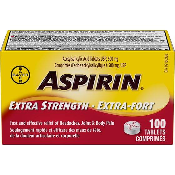 Aspirin Extra Strength 500mg, Fast & Effective Relief of Headaches 100 ea, $0.13/1ea