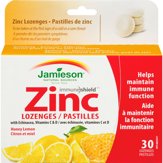 Jamieson Pastilles de zinc à saveur de miel et citron 30 ea, 0,28 $/1ch