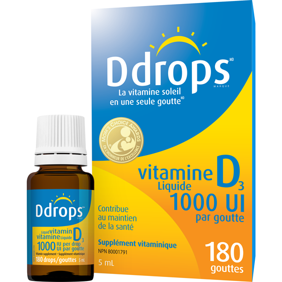 Ddrops Vitamine D3 en liquide 1000 UI pour adultes 5 ml, 239,40 $/100ml
