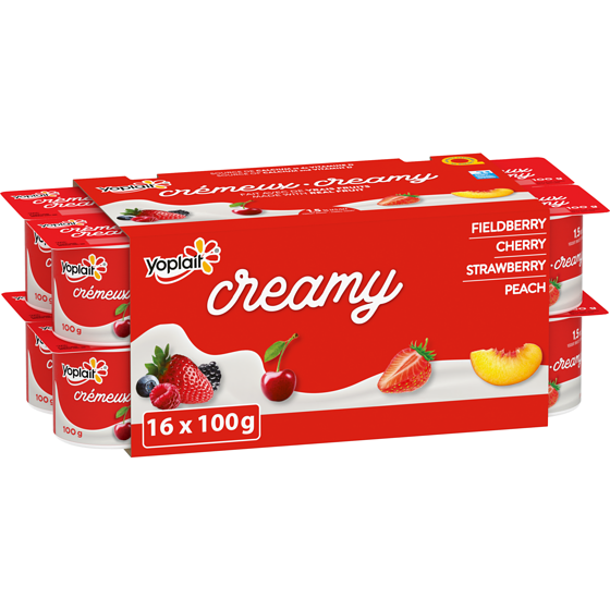 Yoplait Creamy 1% Smooth Traditional Yogurt Cups, Variety Pack with Real Fruit Puree 16x100.0 g, $0.44/100g