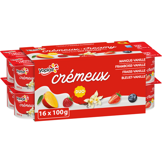Yoplait Yogourt traditionnel onctueux Crémeux 1 %, saveurs variées 16x100.0 g, 0,44 $/100g