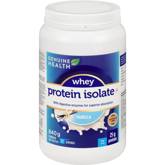 Genuine Health Whey Proteins+, Natural Vanilla Protein Powder 840 g, $7.98/100g