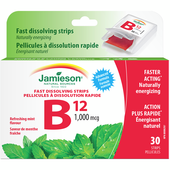 Jamieson Vitamin B12 1,000 mg (Methylcobalamin) - Fast Dissolving Strips 30 ea, $0.62/1ea