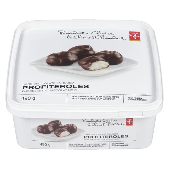 President's Choice Dark Chocolate Enrobed Profiteroles 490 g, $3.06/100g