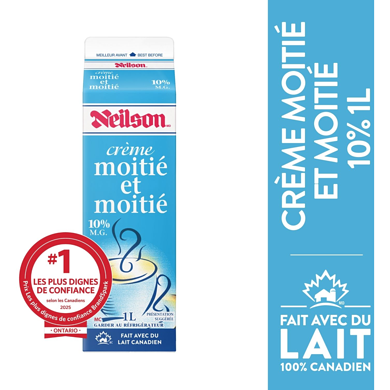 Neilson Crème moitié-moitié 10% 1 l, 0,35 $/100ml