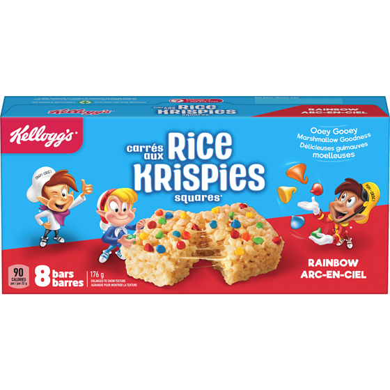 Kellogg’s Rice Krispies Barres Carrés aux Rice Krispies Arc-en-ciel, 8 barres Arc-en-ciel 176 g, 2,13 $/100g
