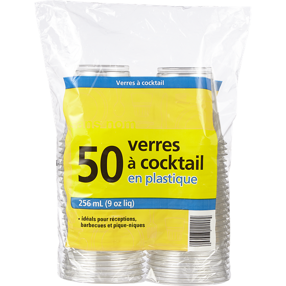 Sans Nom Verres à cocktail en plastique 256 ml (9 oz) 50 ea, 0,12 $/1ch