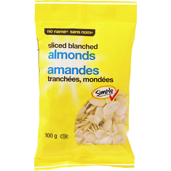 No Name Sliced Blanched Almonds 100 g, $5.50/100g