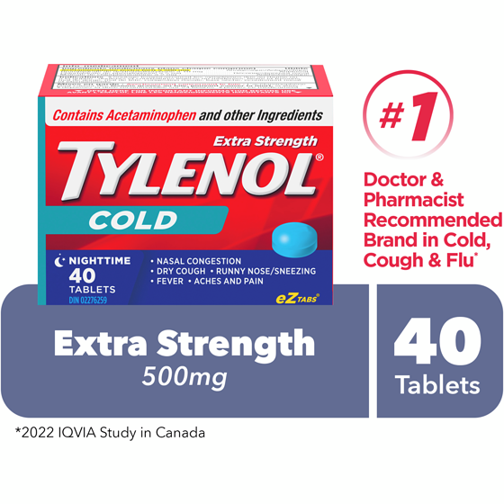 Tylenol Extra Strength Cold Nighttime eZ Tablets 40 ea, $0.37/1ea