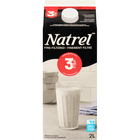 Natrel Fine-Filtered 3.25% Homogenized Milk 2 l, $0.34/100ml