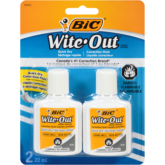 BIC Liquide correcteur Extra Coverage marque Wite-Out, blanc, 22 ml, paq. de 2 2x1.0 ea, 1,75 $/1ch