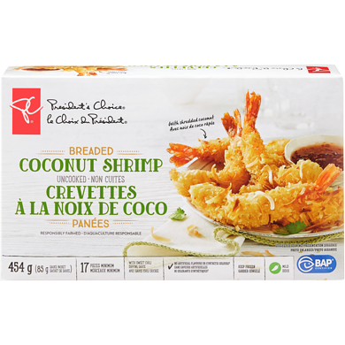 le Choix du Président Crevettes à la noix de coco panées 454 g, 2,64 $/100g