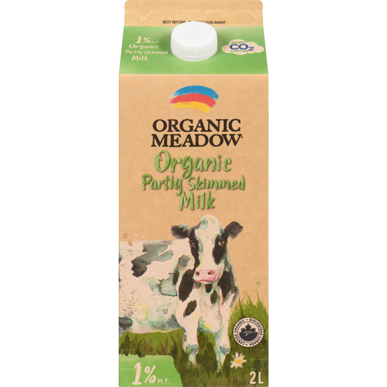 Organic Meadow Organic 1% Milk 2 l, $0.37/100ml