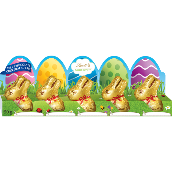 Lindt Boîte de 5 Mini lapins de Pâques en chocolat au lait GOLD BUNNY 5 ea, 20,00 $/100g