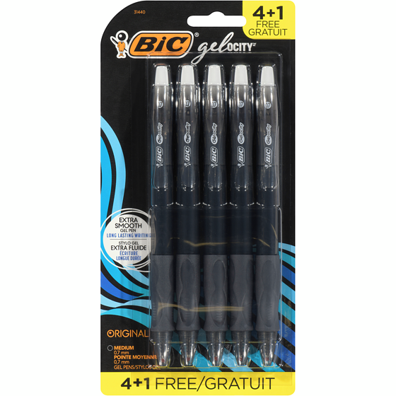 Bic Gelocity Original Black Gel Pens 4x4.0 ea, $1.63/1ea