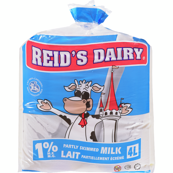 Reids 1% Low Fat Milk 4 l, $0.17/100ml
