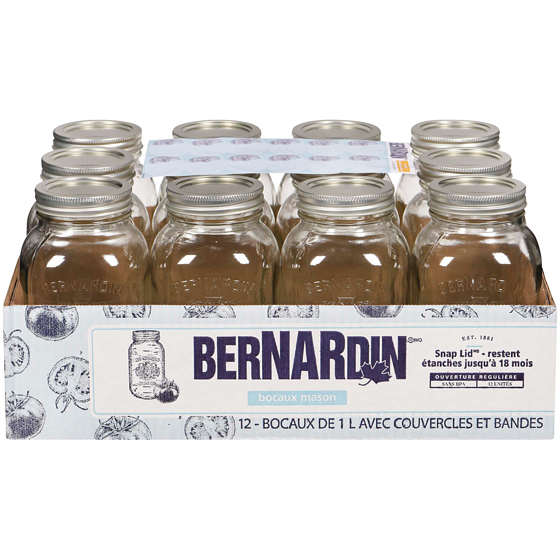 Bernardin Pots Mason de 1 L boîte de 12 12 l, 0,19 $/100ml