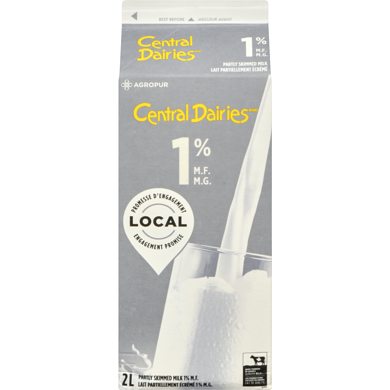 Central Dairies 1% Milk 2 l, $0.24/100ml