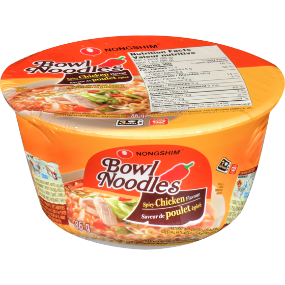 Nong Shim Bowl Noodle Soup Saveur de Poulet Épicé 12 x (1.03 g) 12x86.0 g, 1,55 $/100g