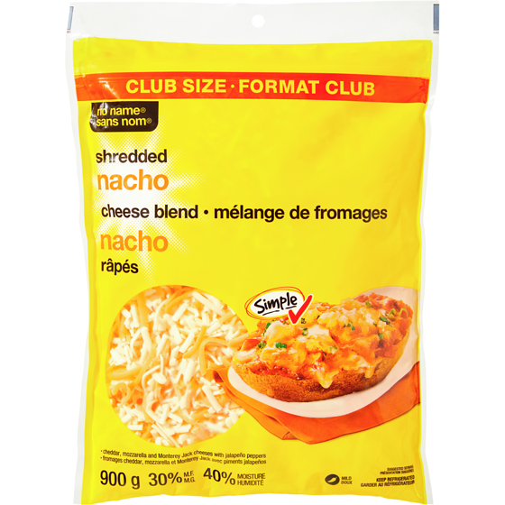 No Name Shredded Nacho Cheese Blend Club Size 900 g, $1.72/100g