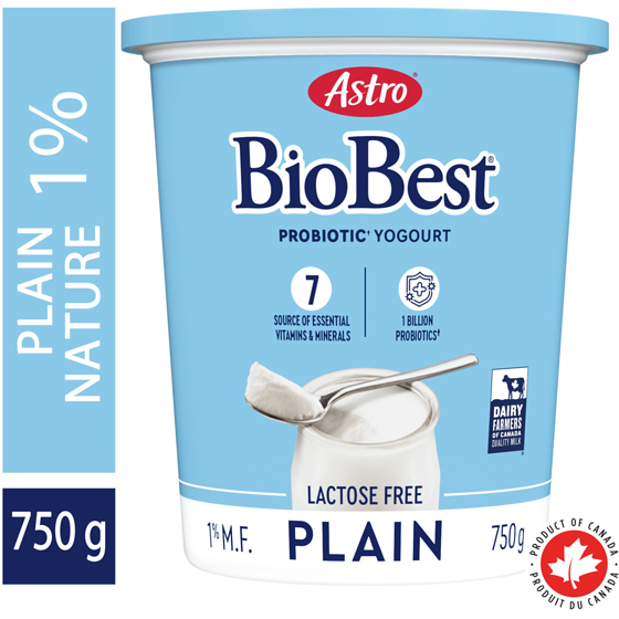 Astro Biobest Lactose Free Probiotic Plain Yogurt 1% 750 g, $0.60/100g