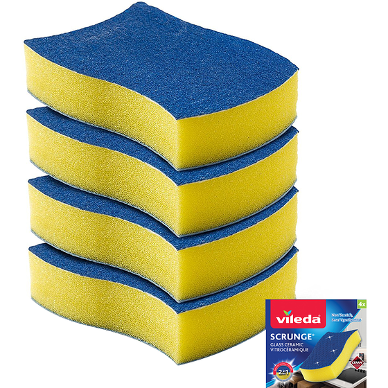 Vileda Scrunge Glass Ceramic Scrub Sponge, pack of 4 4 ea
