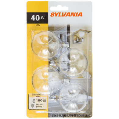 Sylvania G16.5 Globe 40W Light Bulbs, Clear 4 ea, $1.38/1ea
