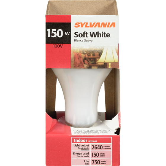 Sylvania 150W Light Bulb, Soft White 1 ea, $4.00/1ea