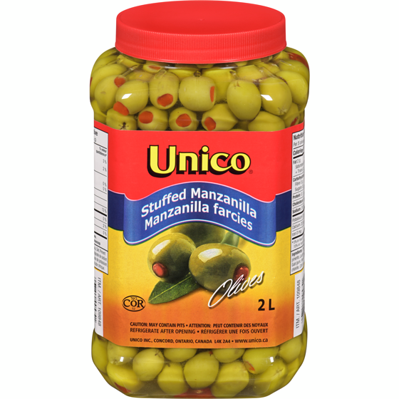 Unico Manzanilla Olives, Stuffed Club Pack 2 l, $0.75/100ml