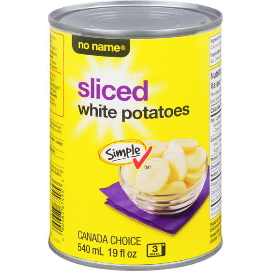 No Name Sliced White Potatoes 540 ml, $0.31/100ml