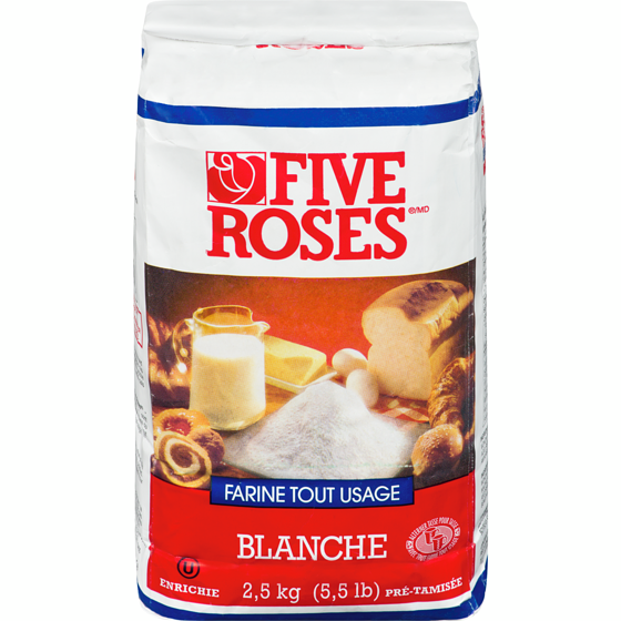 Five Roses Farine blanche tout usage 2.5 kg, 0,24 $/100g