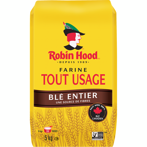 Robin Hood farine de blé entier tout usage 5 kg, 0,24 $/100g