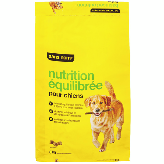 Sans Nom Nutrition équilibrée pour chiens 8 kg, 0,33 $/100g