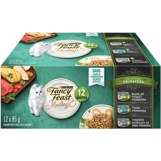 Purina Fancy Feast Medleys Collection Primavera Assortiment, Nourriture Humide pour Chats 12 x 85 g 12x85.0 g, 1,08 $/100g