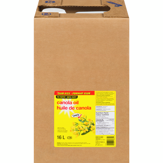 Sans Nom Huile de canola 16 l, 0,22 $/100ml
