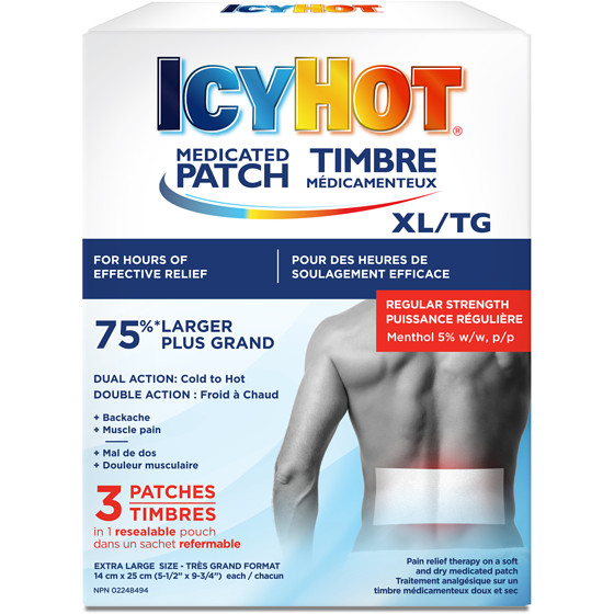 Icy Hot Timbre analgésique format TG, menthol à 5% 3 ea, 5,33 $/1ch