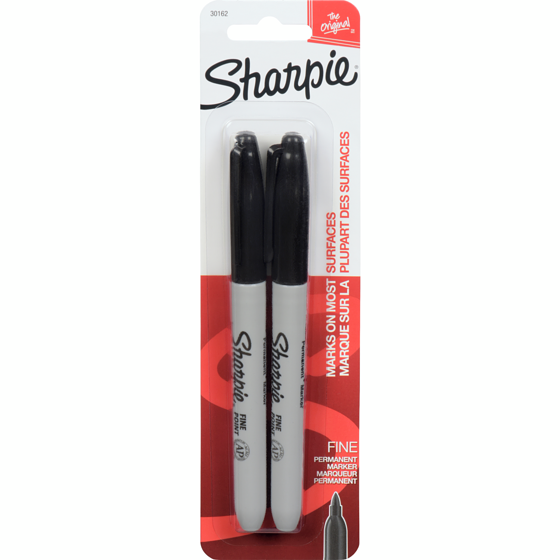 Sharpie Fine Point Permanent Markers, Black, 2-Pack 2x1.0 ea, $1.75/1ea