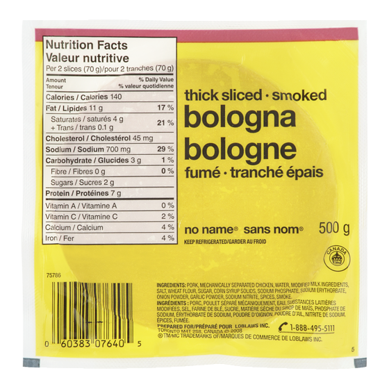No Name Bologna, Thick 500 g, $10.00/1kg $1.00/100g
