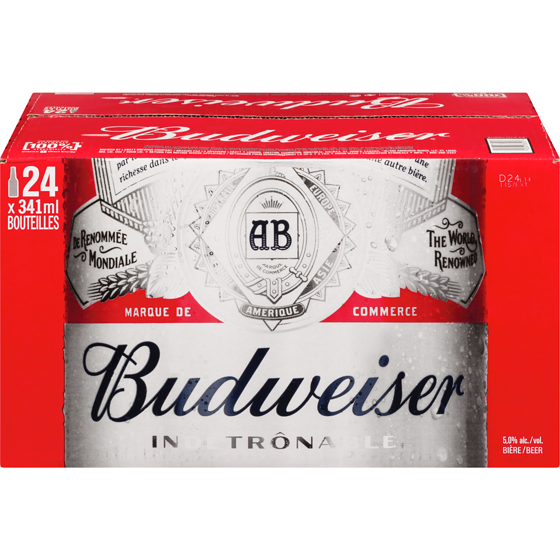 Budweiser Bière Budweiser, bouteille (Pièce d’identité requise au moment du ramassage) 24x341.0 ml, 0,48 $/100ml