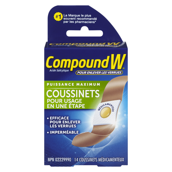 Compound W Enlever Les Verrues Acide Salicylique Coussinets Médicamenteux 14 ea, 1,07 $/1ch