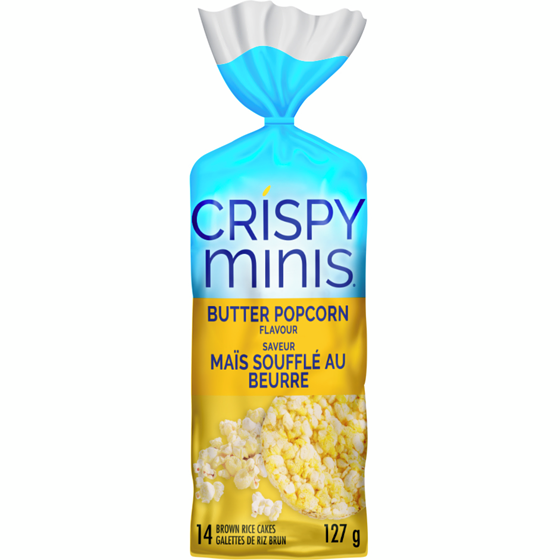 Quaker Crispy Minis Butter Popcorn Flavour Large Brown Rice Cakes 127 g, $2.56/100g