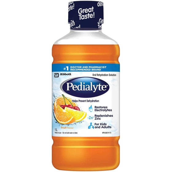 Pedialyte Electrolyte Drink, Oral Rehydration Solution, Fruit 1 l, $1.10/100ml
