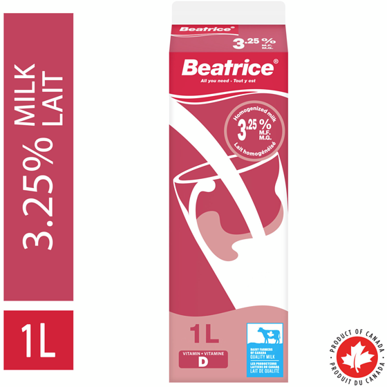 Beatrice Homogenized Milk 3.25% 1 l, $0.31/100ml