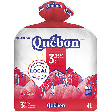 QUÉBON Lait homogénéisé 4 l, 0,22 $/100ml