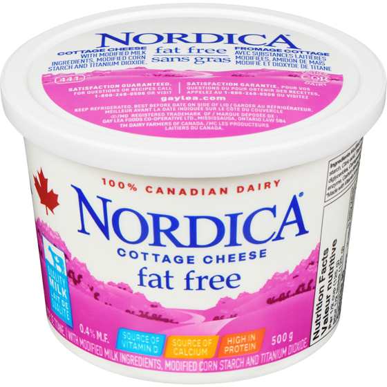 Gay Lea Nordica Cottage Cheese, Fat Free 500 g, $1.20/100g