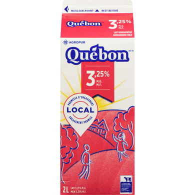 QUÉBON Lait homogénéisé 2 l, 0,24 $/100ml