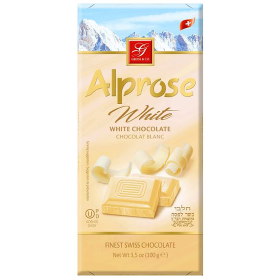 Alprose Chocolat blanc casher 100 g, 6,99 $/100g