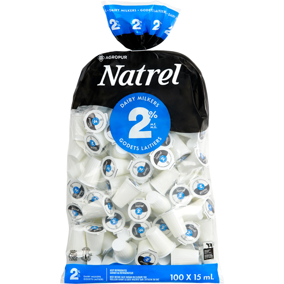 Natrel Godets laitiers 2% (1,5L) 100x15.0 ml, 0,54 $/100ml